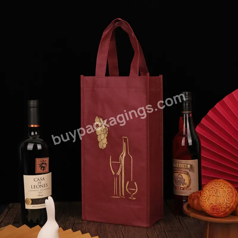 Festive Red Wine Portable Gift Packaging Non-woven Bag Single Pack Double Pack High-end Gift Thickening Can Be Customized