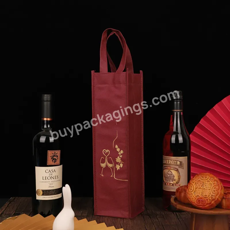 Festive Red Wine Portable Gift Packaging Non-woven Bag Single Pack Double Pack High-end Gift Thickening Can Be Customized