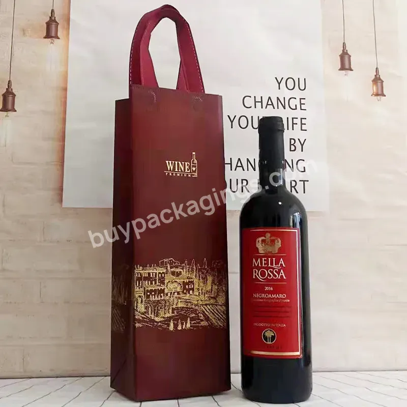 Festive Red Wine Portable Gift Packaging Single Pack Double Pack High-end Gift Non-woven Bag Can Be Customized