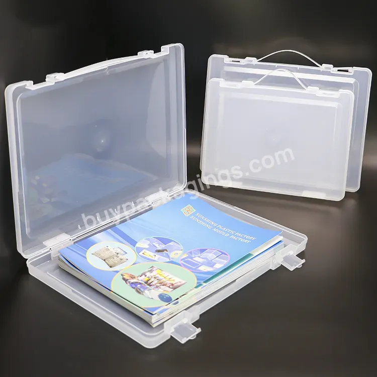 Filing Storage Box Portable A4 File Box Transparent Plastic Box Magazine Organizers Plastic Protectors Documents Organizer Case