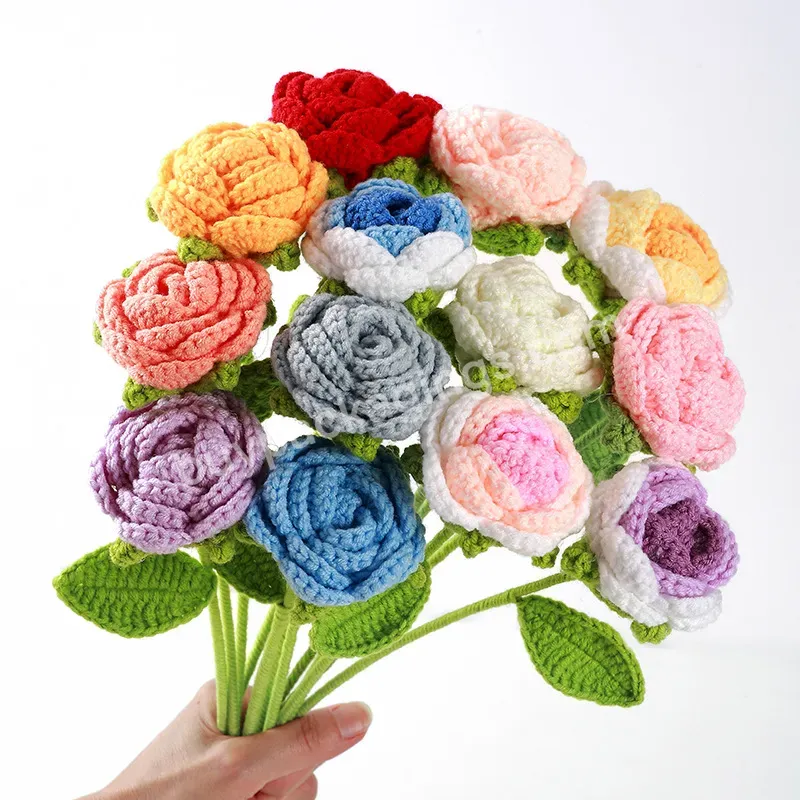 Finished Handmade Knitted Roses Simulation Flowers Knitting Handmade Flowers Diy Wool Knitting Homemade Crochet Bouquet - Buy Simulation Rose,Hand Knit Flowers,Crochet Flower.