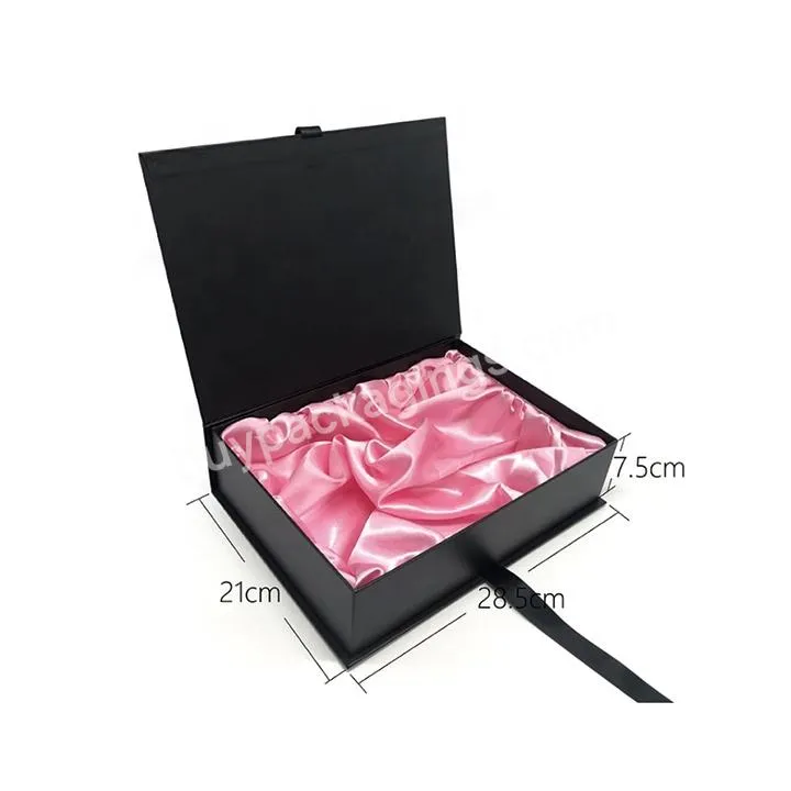 Flap lid Flower Gift Packaging Box with Ribbon Custom Design Gift Box for Premium Qualit Black Coated Paper Cygedin