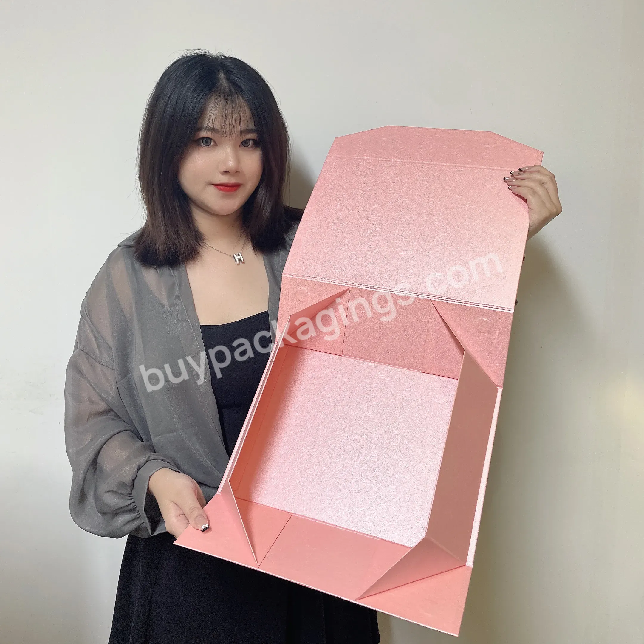 Flap Top Rigid Printed Cardboard Pink Folding Paper Gift Box Luxury Design Packaging Gift Boxes With Magnetic Lid