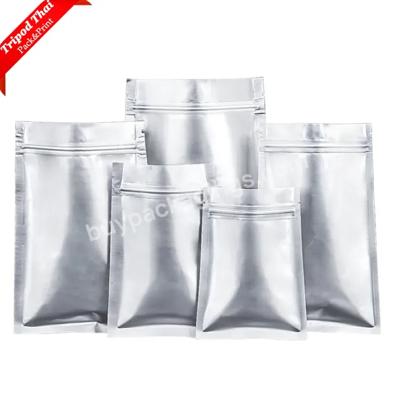 Flat Aluminum Foil Packing Zip Lock Bag Food Storge Pouch With Zipper For Retort Food Packaging Three-side Sealing Bag