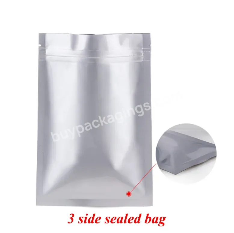 Flat Aluminum Foil Packing Zip Lock Bag Food Storge Pouch With Zipper For Retort Food Packaging Three-side Sealing Bag