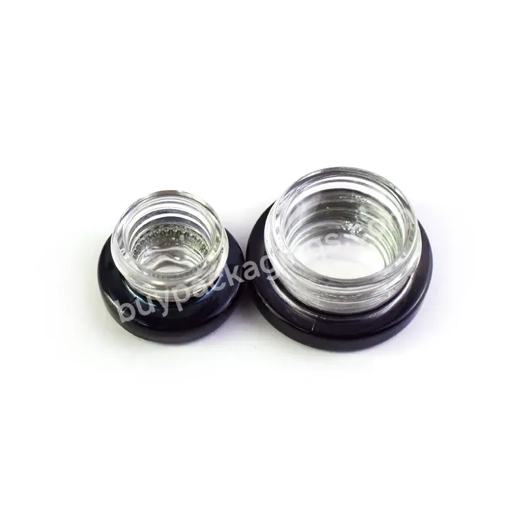 Flat Bottom Chrome Finish Glossy Black Thick Wall Glass Concentrate Jars Silver Inside,Child Resistant Container Glass Jars