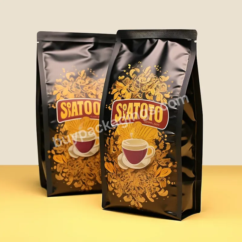 Flat Bottom Custom Printed Package 250g Bean With Valve Sealing Clips For Potato And Food Coffee Packaging Bags