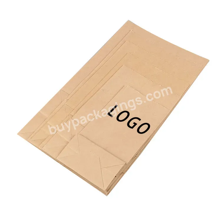 Flat Bottom Kraft Paper Bag For Food/rice/potato Chip Brown Kraft Paper Bags