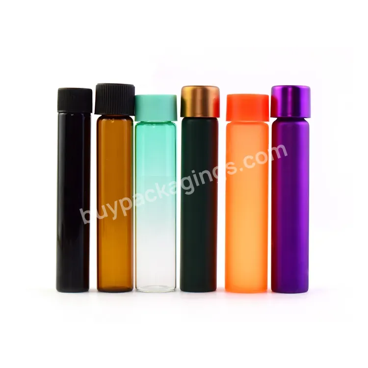 Flat Bottom Logo Printing Colored Frosted Glass Test Tube,Sticker Label Child Resistant Tube With Colored Child Resistant Lid - Buy 22*115mm 22*120mm 25*115mm 25*120mm Factory Direct Child Resistant Tube Glass Tube With Plastic Lid,20*115mm 20*120mm