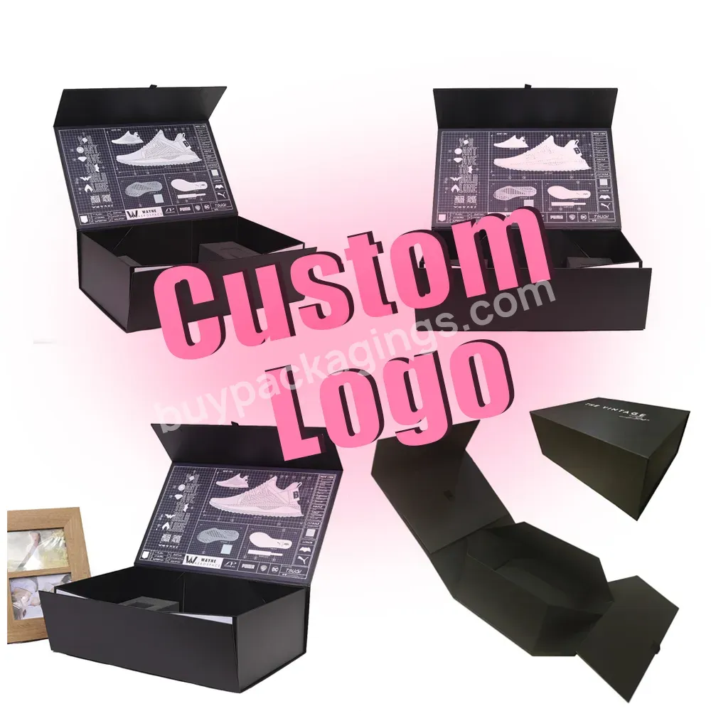 Flat Pack Decorative Custom Shoe Boxes Logo Folding Cardboard Gift Box