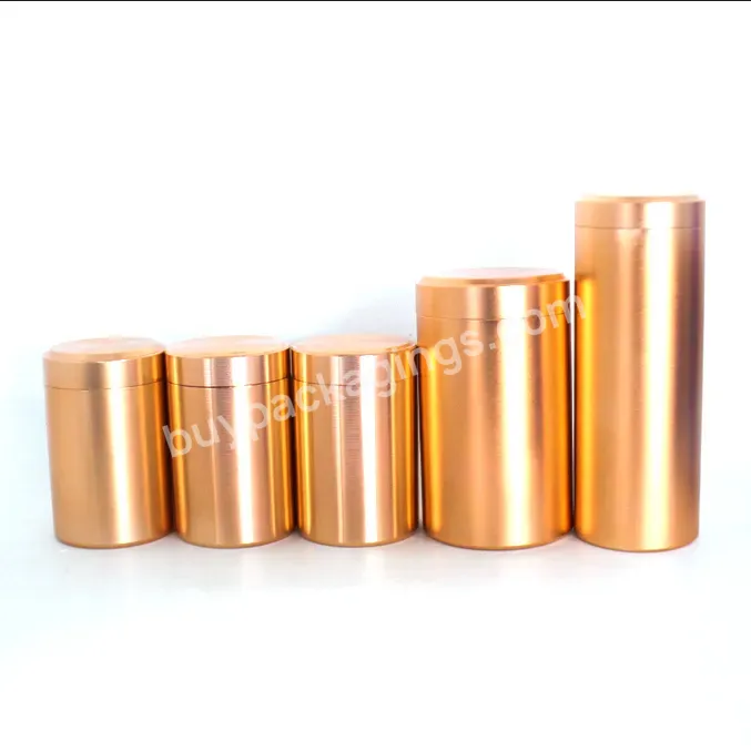 Flat Rose Gold Color Metal Round Tea Packaging Candle Tin 6oz Aluminum Sealed Cans Portable Travel Tea Airtight Smell Proof