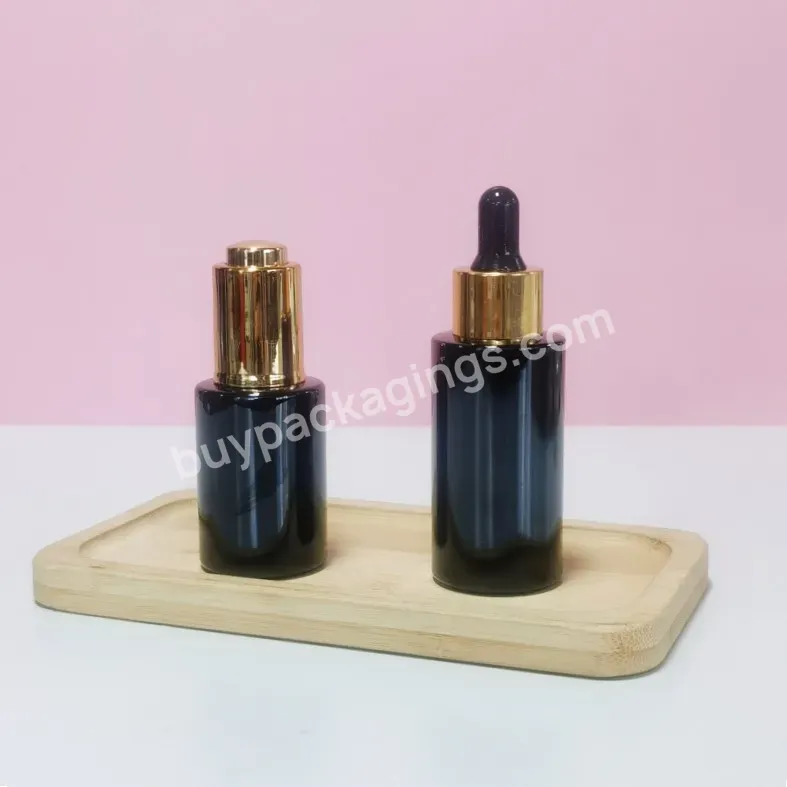 Flat Shoulder Black 30ml 40ml Dropper Pump Bottle 1 Oz Glass Essential Oil Serum Dropper Bottle