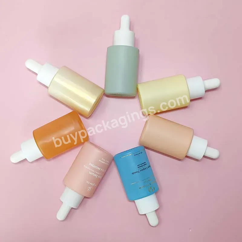 Flat Shoulder Cylinder Shape Serum Oil Bottles Colored White Pink Blue Purple Skin Care Serum Bottle 30ml Glass Dropper Bottle