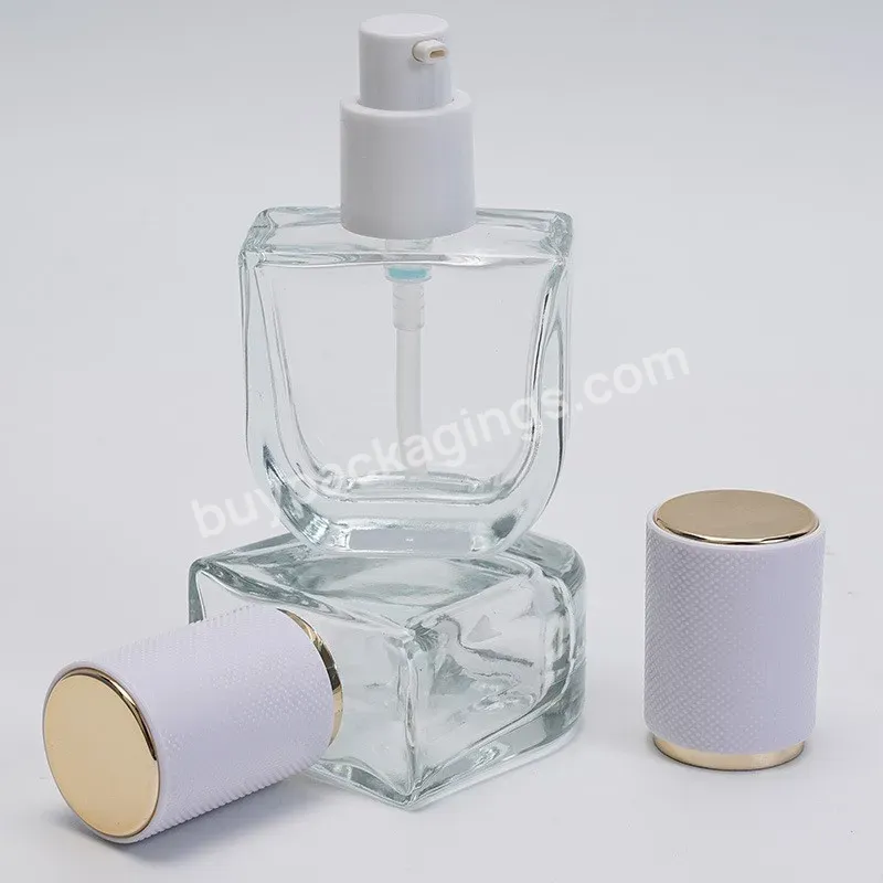 Flat Square Glass Lotion Bottle High Quality Thick Bottom Cosmetic Bottle 30ml Sunscreen Liquid Foundation Bottle