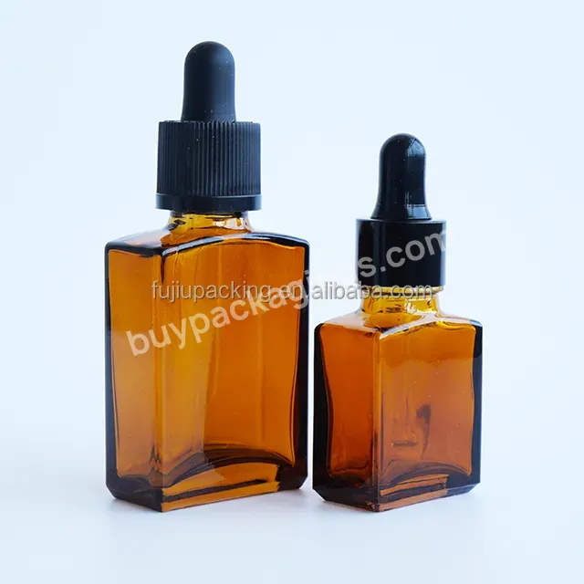 Flat Square Rectangle Luxury 15ml 30ml Glass Dropper Bottles For Serum Essential Oil