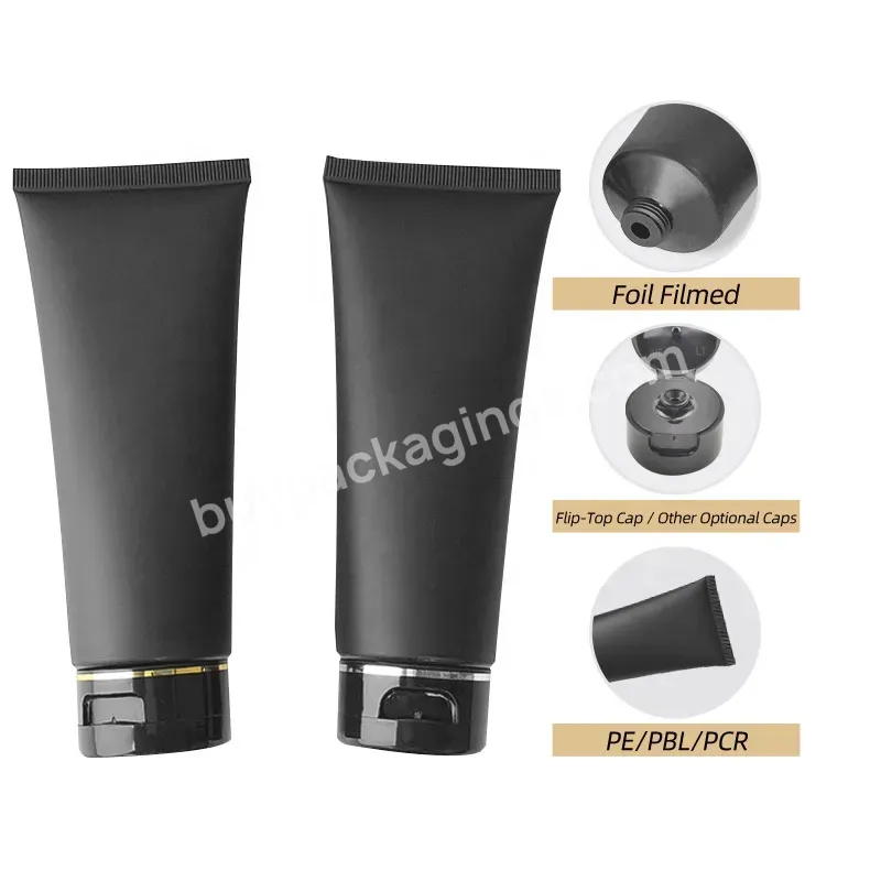 Flip Top 100g Round Matte Black Cosmetic Facial Soft Tube 100 Ml Packaging Foot Lotion Tube