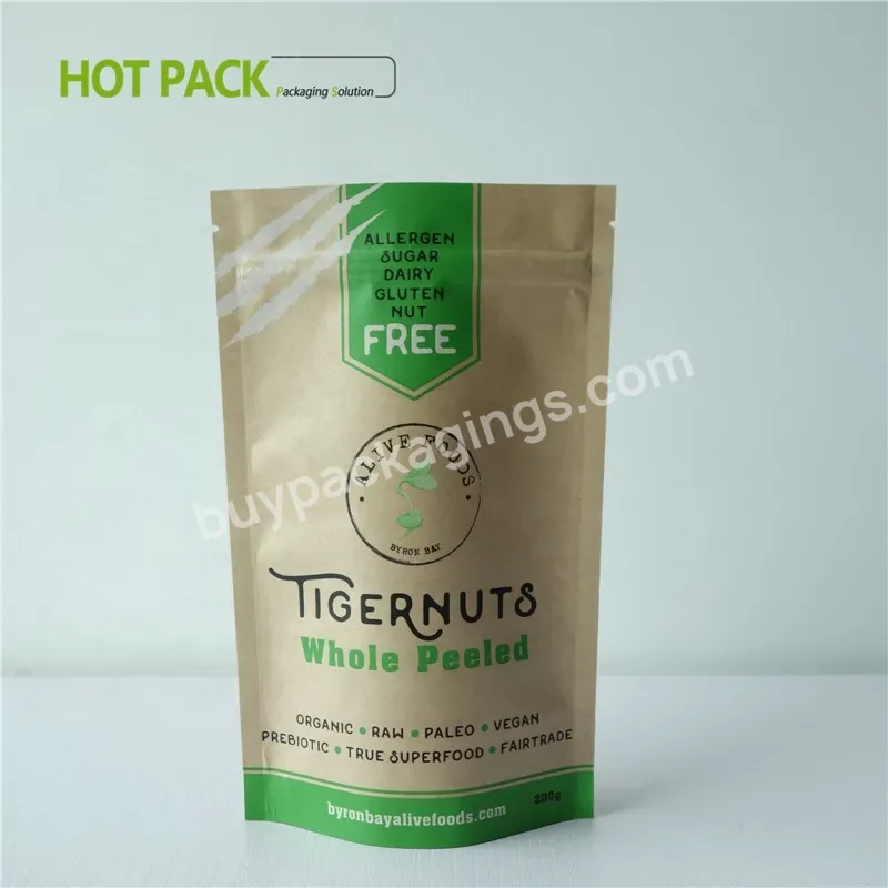 Flour Packaging Pouch Brown Kraft Paper Bags / Kraft Paper Stand Up Bags