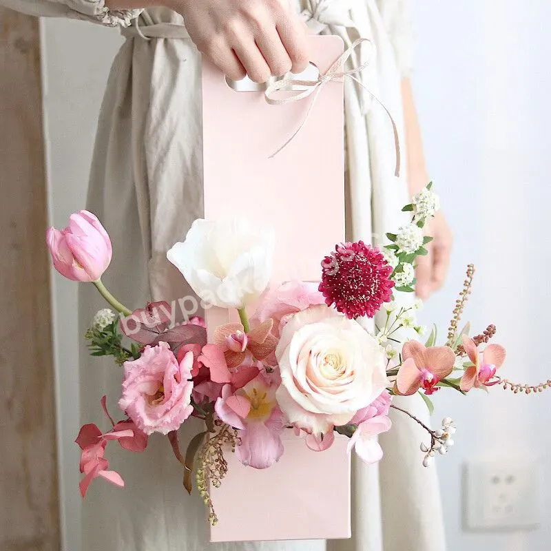 Flower Bag Shopping Logo Design Custom Kraft Pink Brown White Card Paper Flower Bouquet Carrier Flower Bag