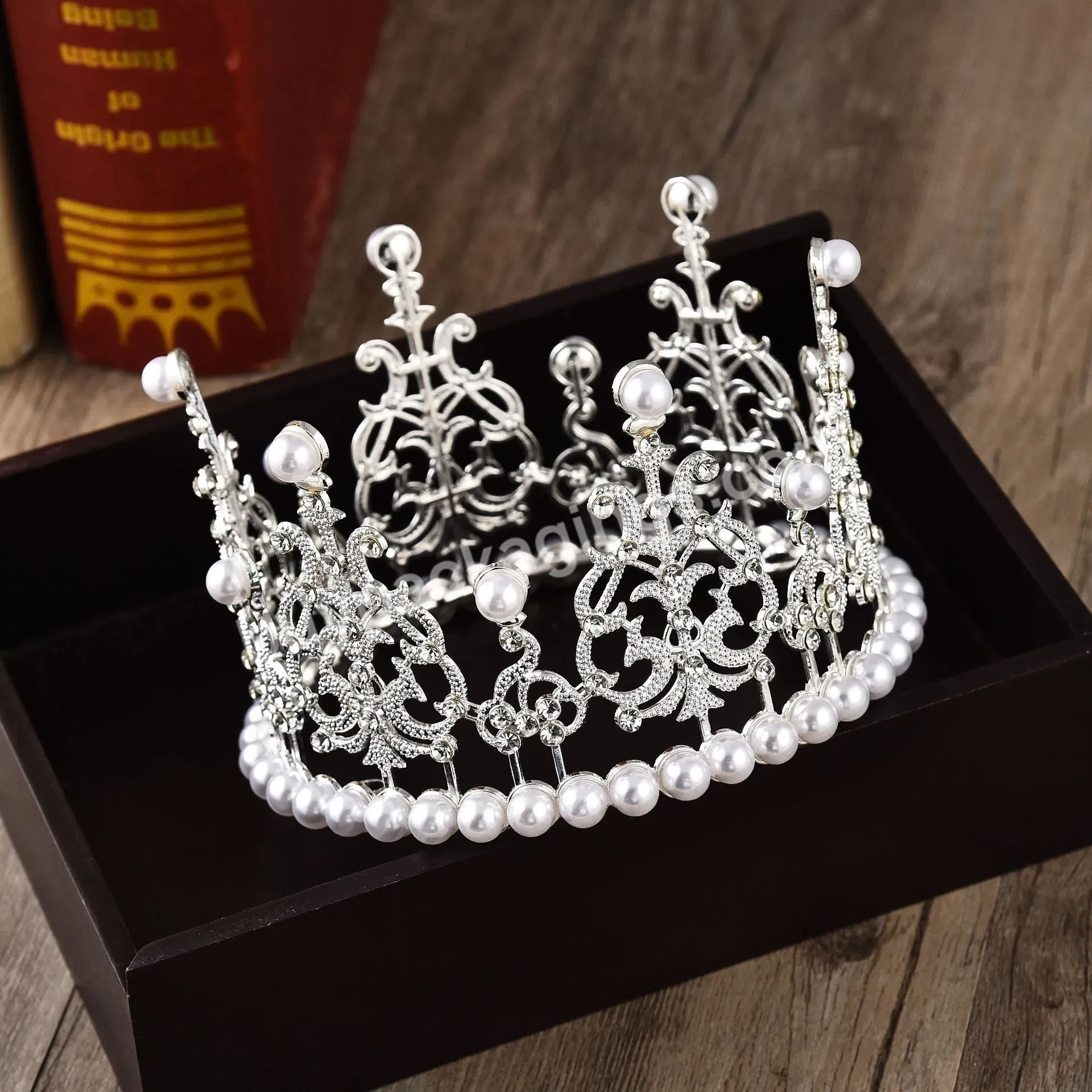 Flower Bouquet Crown Silver Gold Pearl Crown Cake Decoration Queen Crown Floral Accessories