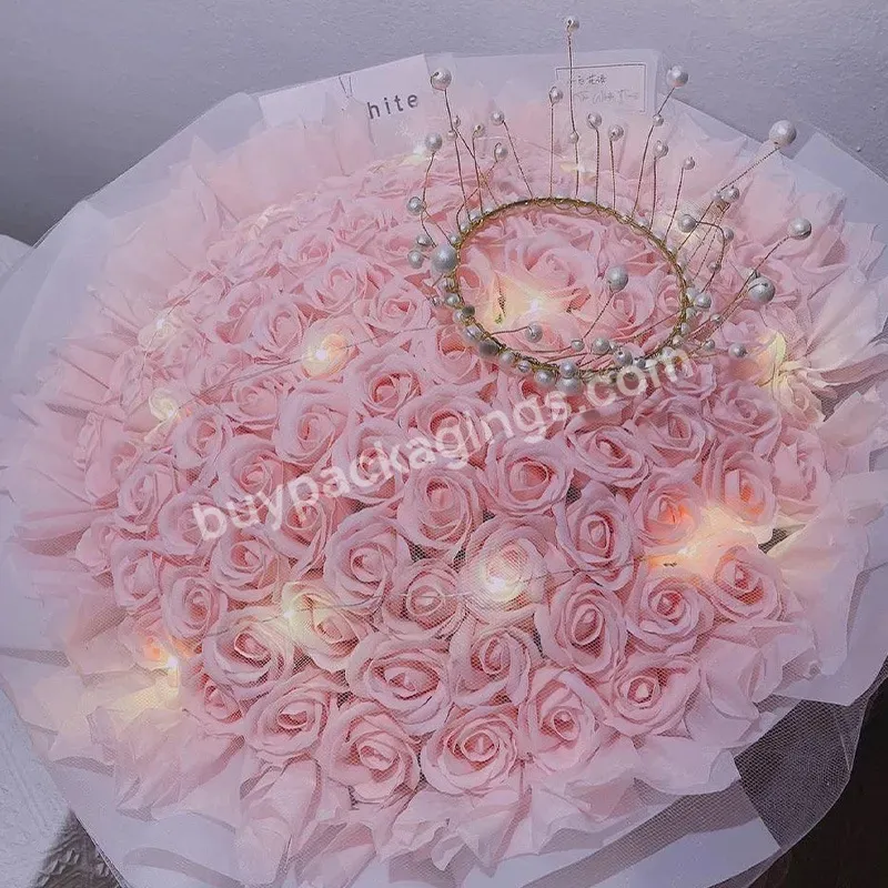 Flower Bouquet Crown Silver Gold Pearl Light Luxury Crown Cake Decoration Queen Crown Baking Floral Accessories Wholesale