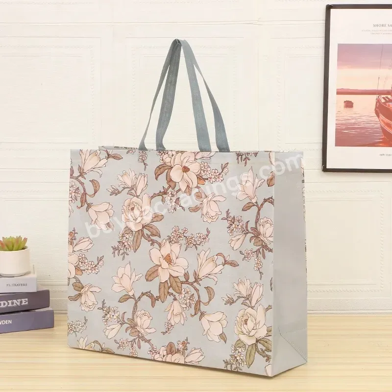 Flower Print Grocery Shopping Non-woven Fabric Eco Takeaway Storage Folding Bag Reusable Shopping Pouch