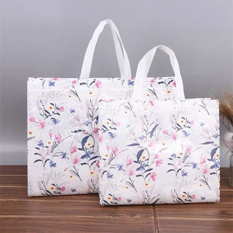 Flower Print Grocery Shopping Non-woven Fabric Eco Takeaway Storage Folding Bag Reusable Shopping Pouch