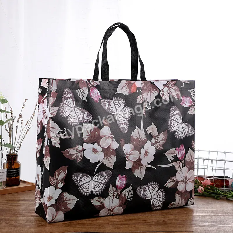 Flower Print Grocery Shopping Non-woven Fabric Eco Travel Takeaway Storage Folding Bag Reusable Shopping Pouch