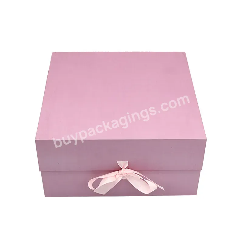 Foldable Magnetic Paper Box Custom Logo With Silk Ribbon Premium Luxury Recyclable Clothing Box Pink Gift Packaging Boxes