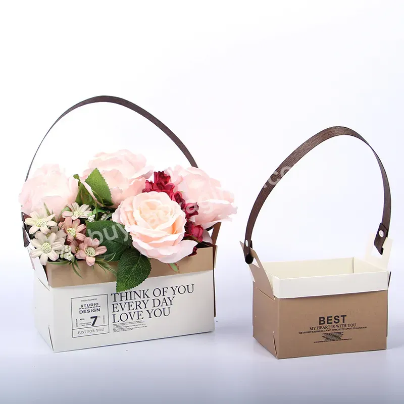 Folding Flowers Portable Kraft Paper Bag Double-sided Display Creative Flower Shop Packaging Waterproof Box