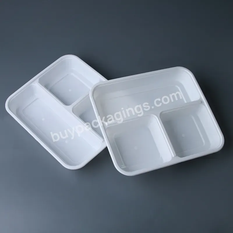 Food Containers 3 Compartment Plastic Disposable Eco Friendly Lunch Box Custom Disposable Food Storage Containers 50 Pack