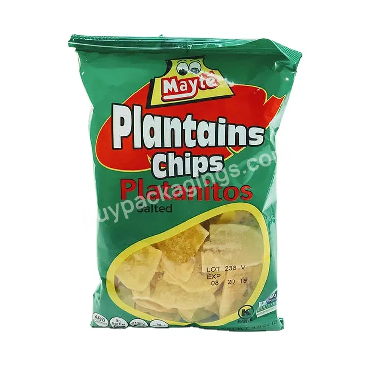 Food Empty Roll Packaging Customized Printed Plantain Paper Blank Frozen Plastic Potato Chips Bag