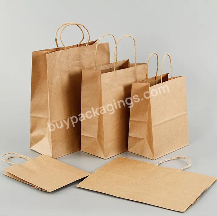 Food Flexo Printing Boutique Luxury Reusable Shopping Bag For Clothes Brown Paper Bags With Handles