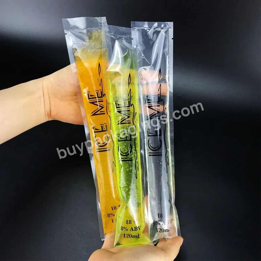 Food Grade 100ml 120ml Custom Printed Disposable 3 Side Sealing Plastic Clear Transparent Ice Juice Popsicle Packaging Bag