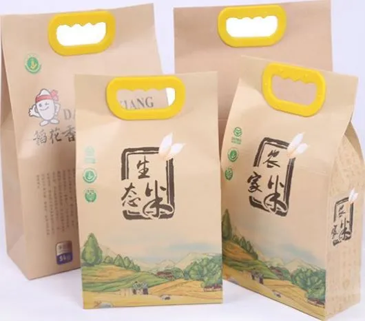 Food Grade 10kg Rice bag Gravure Printing 5Kg Kraft Rice Paper Bag Packaging Stand Up Pouch
