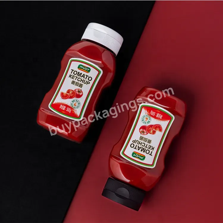 Food Grade 360g Pet Plastic Ketchup Jam Sauce Honey Squeeze Packaging Bottles For Honey With Silicone Valve Cap