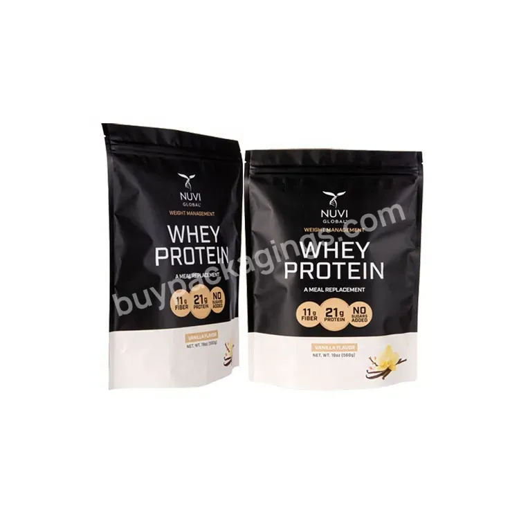 Food Grade 500g Whey Protein Powder Stand Up Pouch Customized Ziplock Foil Lined Mylar Bags