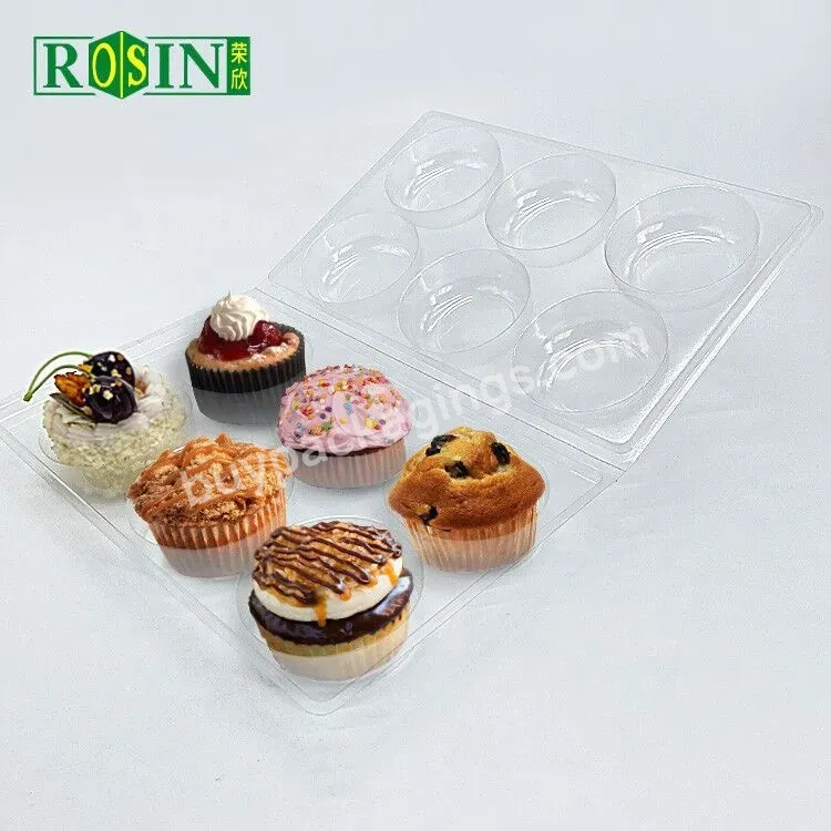 Food Grade 6 Holes Clear Plastic Individual Cupcake Packaging Box Cake Boxes With Logo