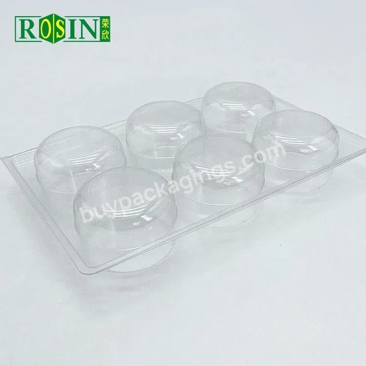 Food Grade 6 Holes Clear Plastic Individual Cupcake Packaging Box Cake Boxes With Logo