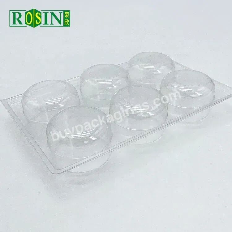 Food Grade 6 Holes Individual Cupcake Boxes Clear Plastic Clear Box For Cake