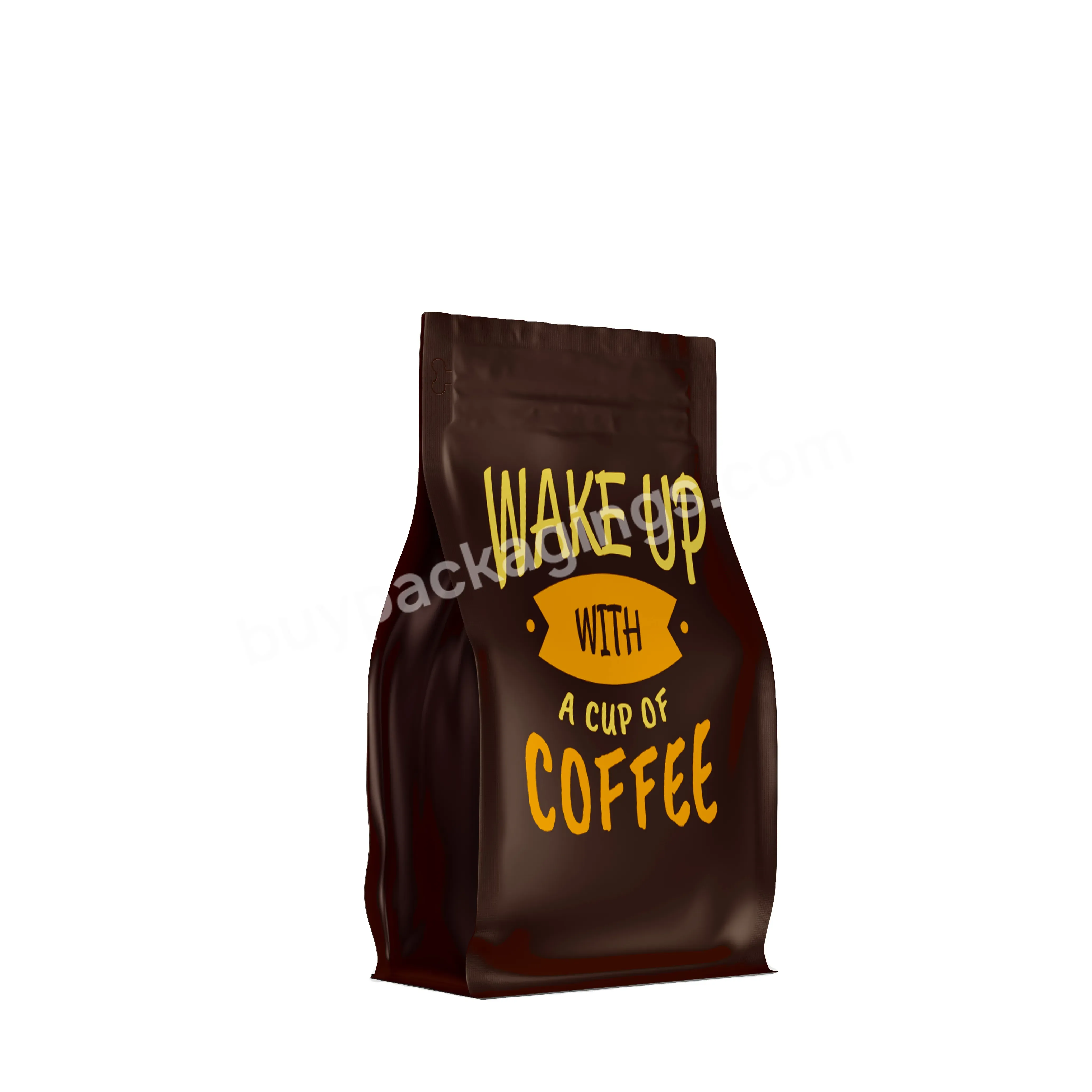 Food Grade Aluminum Foil 8oz 12oz 16oz Flat Bottom Coffee Bag With Valve Custom Print Water Proof Coffee Bags