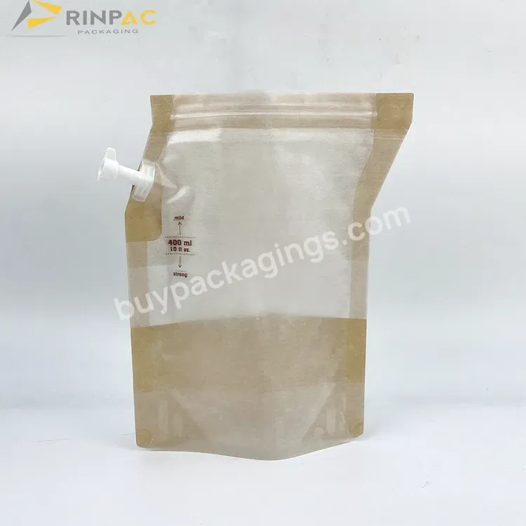 Food Grade Biodegradable Kraft Paper Liquid Liquid Custom Drink Pouch Beverage Bag With Spout