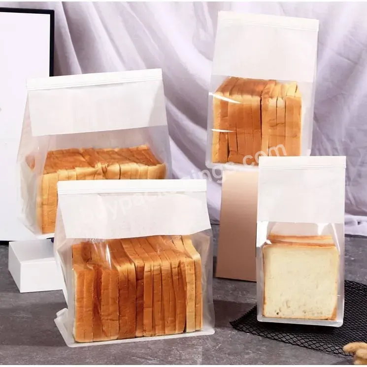 Food Grade Bottom Kraft Paper Bag Clear Bread Packaging Paper Bag With Clear Window