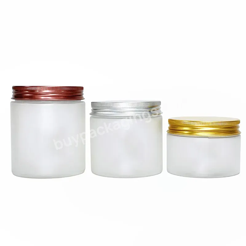 Food Grade Clear Pots Cosmetic Body Scrub Container Empty Pcr Recyclable Pet Plastic Jars With Aluminum Lids