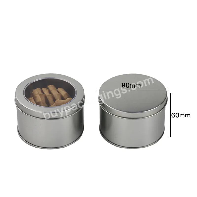 Food Grade Cookie Tea Packaging Tin Pvc Round Metal Tin Can Clear Lid Rectangle Tin Box With Window