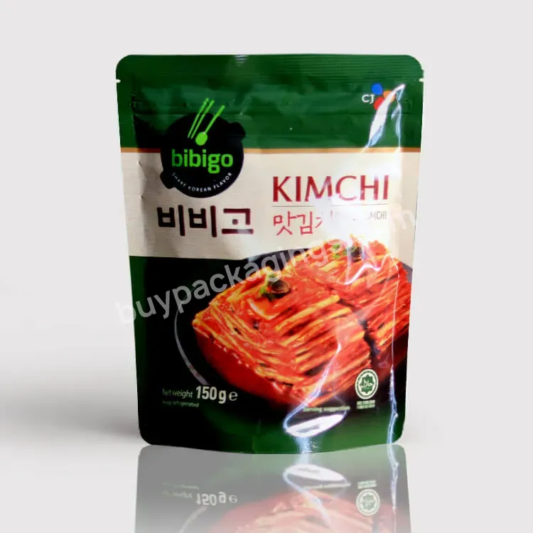 Food Grade Custom Print Logo Resealable Stand Up Plastic Pouch Aluminum Foil Smell Proof Zip Lock Kimchi Pickles Packaging Bag