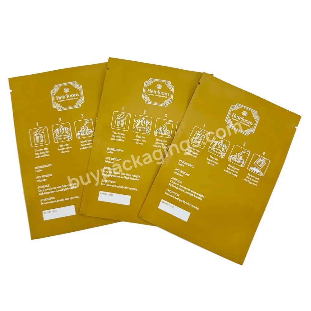 Food Grade Custom Printed Logo Heat Seal Flat Pouch Aluminum Foil Empty Drip Coffee Tea Bag Packaging