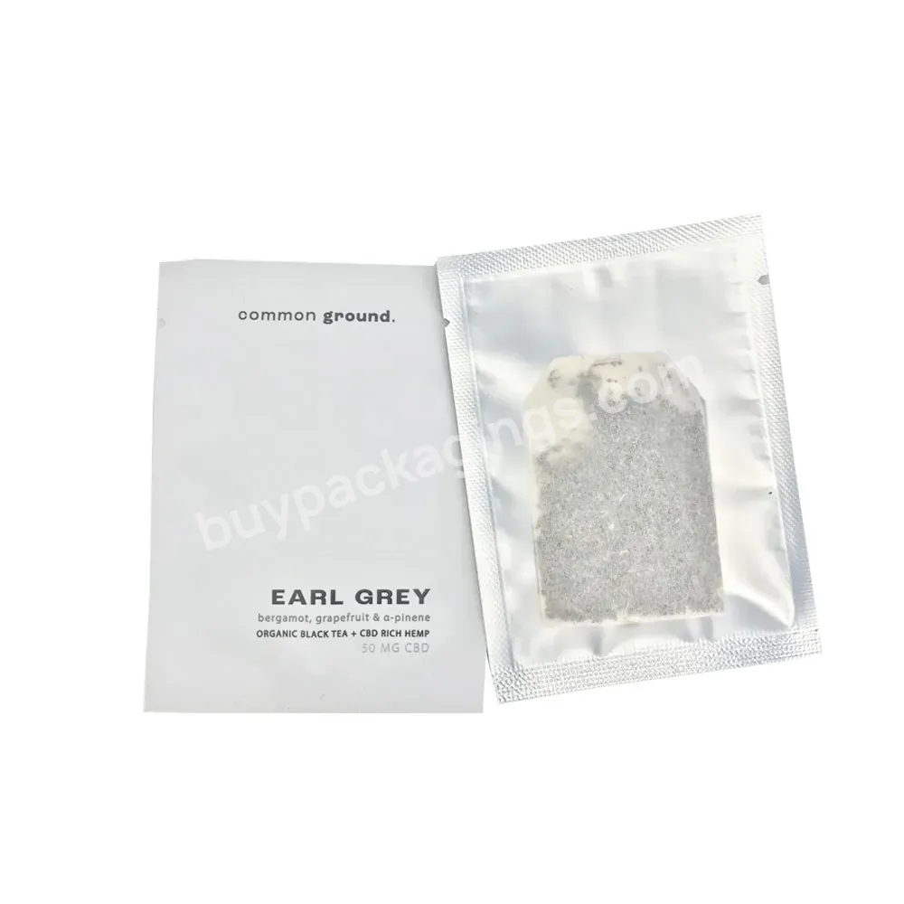 Food Grade Custom Printed Smell Proof Clear Aluminum Foil Plastic Full Window 3 Side Seal Tea Packaging Poly Pouch Bags