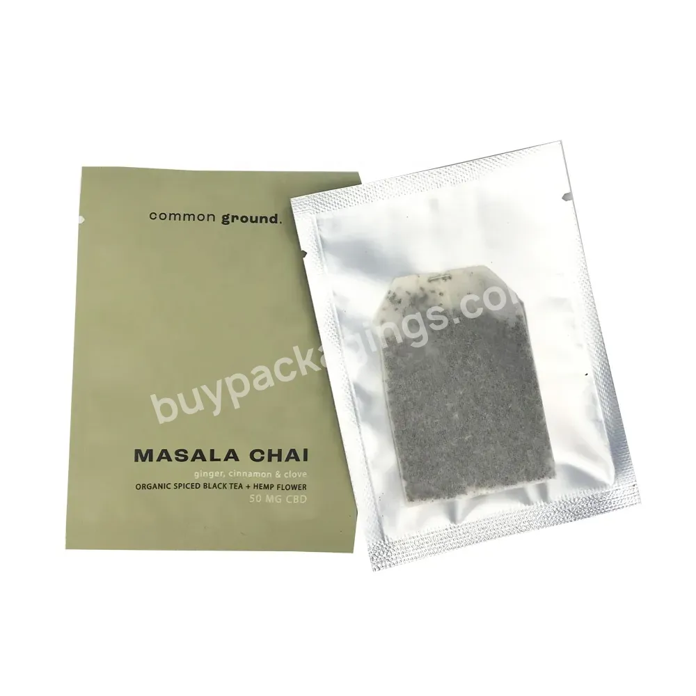 Food Grade Custom Printed Smell Proof Clear Aluminum Foil Plastic Full Window 3 Side Seal Tea Packaging Poly Pouch Bags