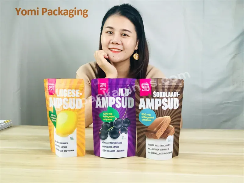 Food Grade Custom Printing Recyclable Tea Packaging Kraft Paper Coffee Stand Up Pouch