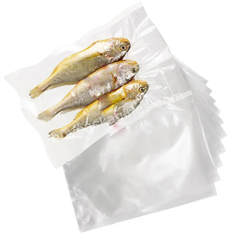 Food Grade Custom Size Three Sides Heat Sealed Airtight Vacuum Food Packaging Plastic Bag Clear For Smoked Fish Smoked Meat